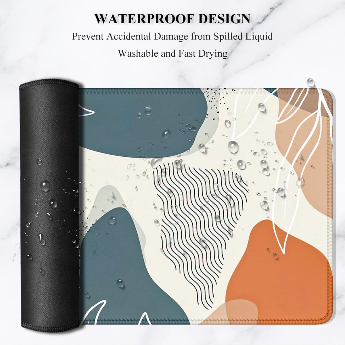 Auhoahsil Large Mouse Pad, XXL Gaming Mousepad, Desk Mat for Desktop, Thick Rubber, Big & Long Size, Stitched Edges, Full Desk Pad for Laptop & Computer, Extended 31.5 x 11.8 in, Abstract Art Leaves