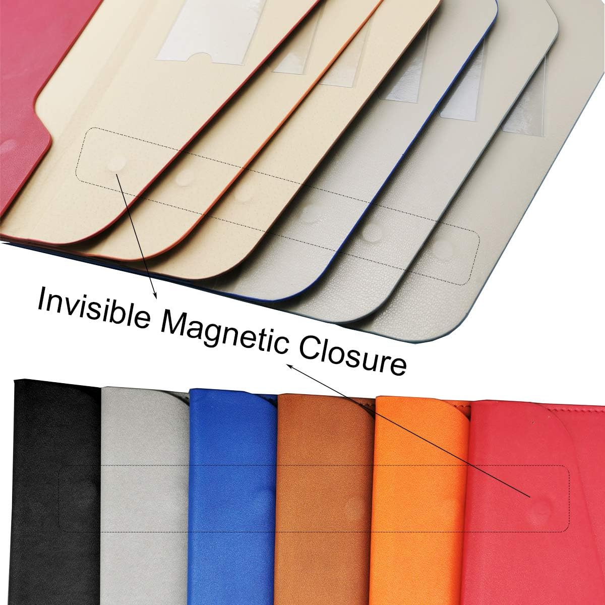 Enyuwlcm PU Leather A4 File Folder Document Holder Waterproof Portfolio Envelope Folder Case with Invisible Magnetic Closure Orange