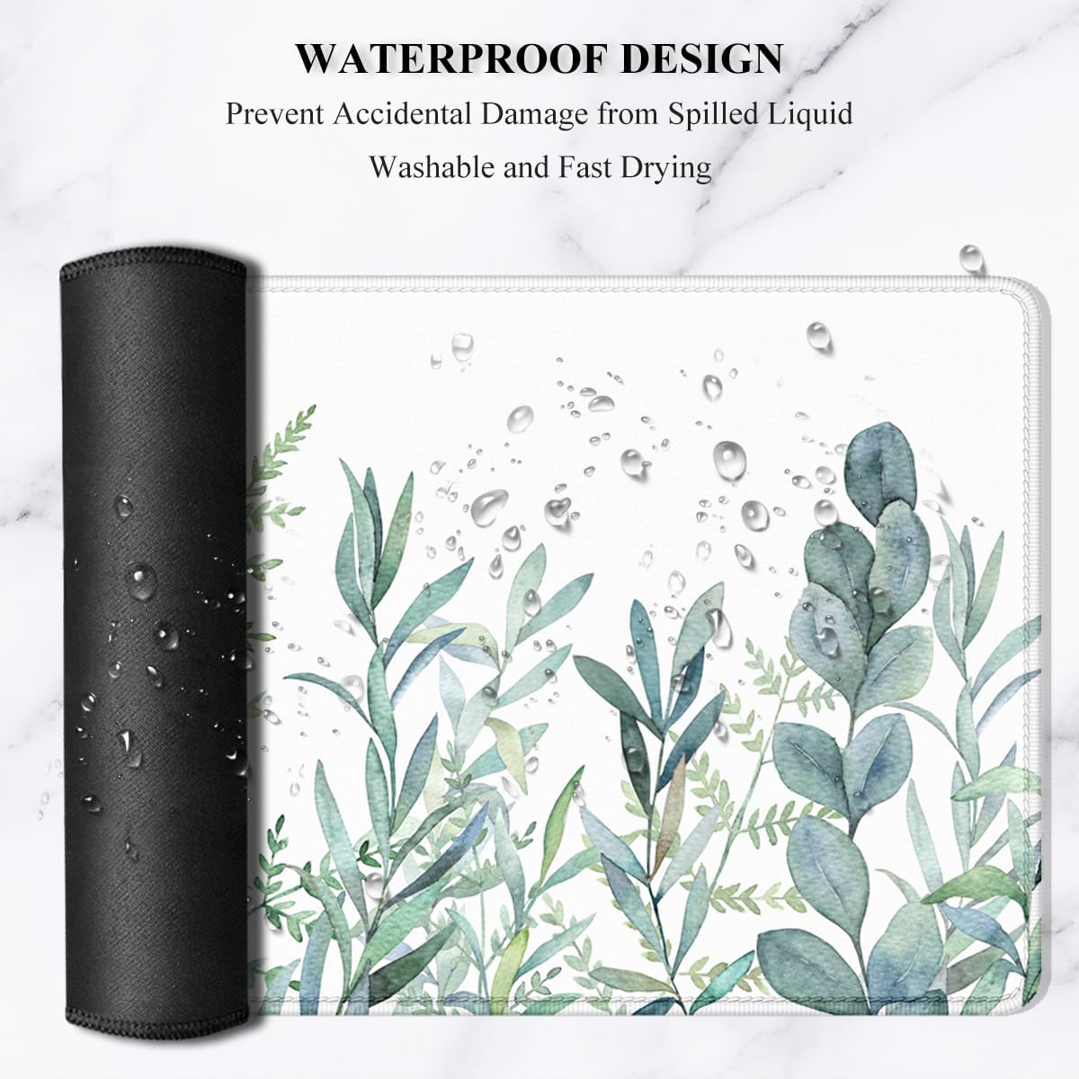 Auhoahsil Large Mouse Pad, XXL Gaming Mousepad, Desk Mat for Desktop, Thick Rubber, Big & Long Size, Stitched Edges, Full Desk Pad for Laptop & Computer, Extended 31.5 x 11.8 in, Minimalist Leaves