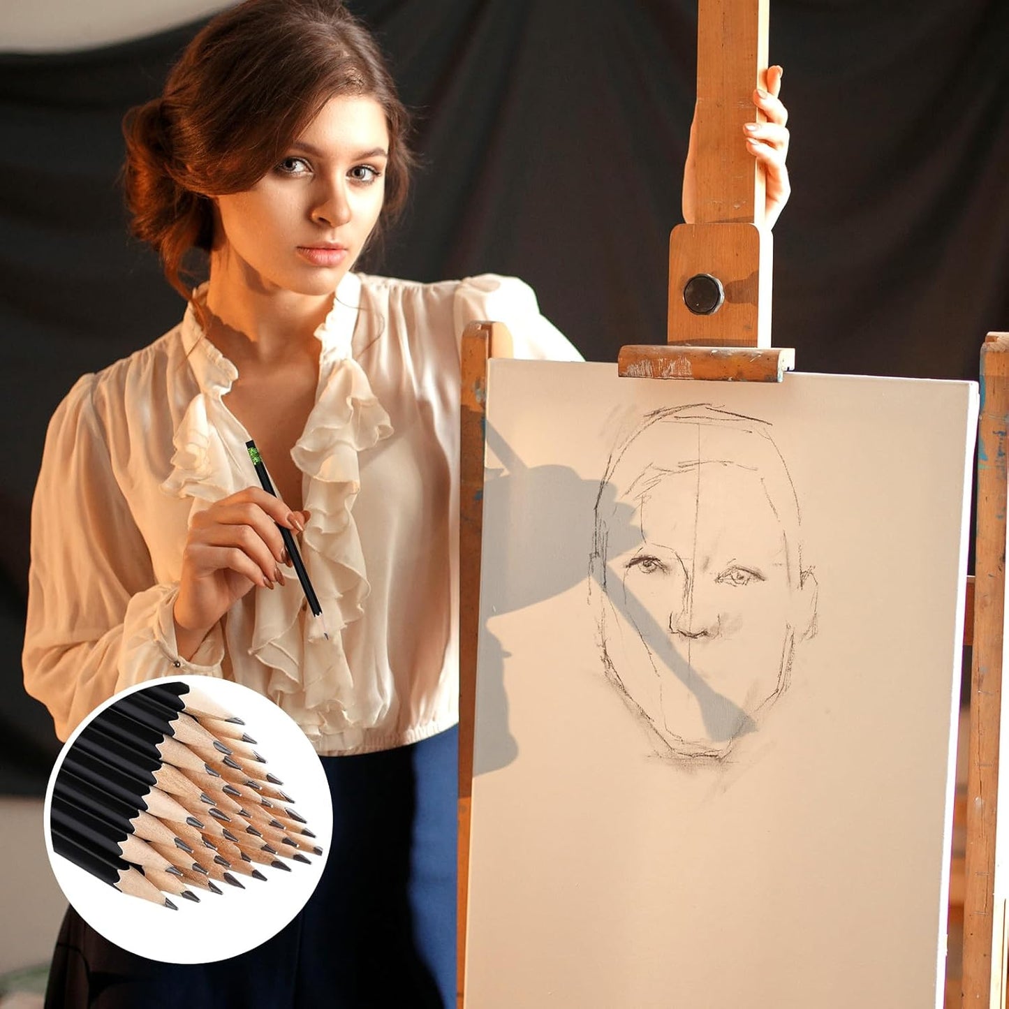 TecUnite 60 Pcs HB Pencils #2 Unsharpened Wood Cased Pencils with Eraser Hexagonal Pencil Cute Graphite No 2 Pen for Adults Gifts Exam School Office Sketching Learning(Black, Green)