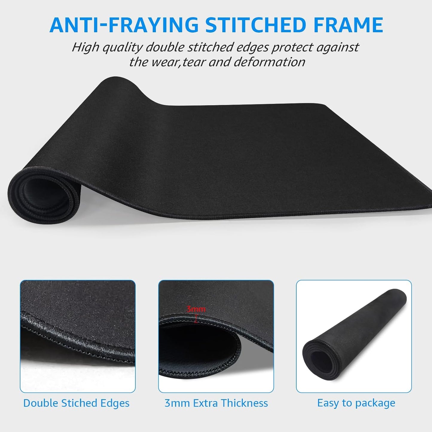 Non-Slip and Waterproof Gaming Mouse Pad, Extended XXL Desk Mat, Medieval Knight Design, Navy Blue and Beige, 31.5 x 15.7 inches, Lightweight