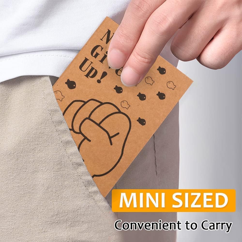 feela 8 Pack Cute Kraft Notebooks, 8 Designs Mini Pocket A6 Notebook Journal Notepad, Lined Small Motivation Blank Journal Bulk for Women Kids Students Gift School Supplies, 4.1X5.8 in, 80 Pages