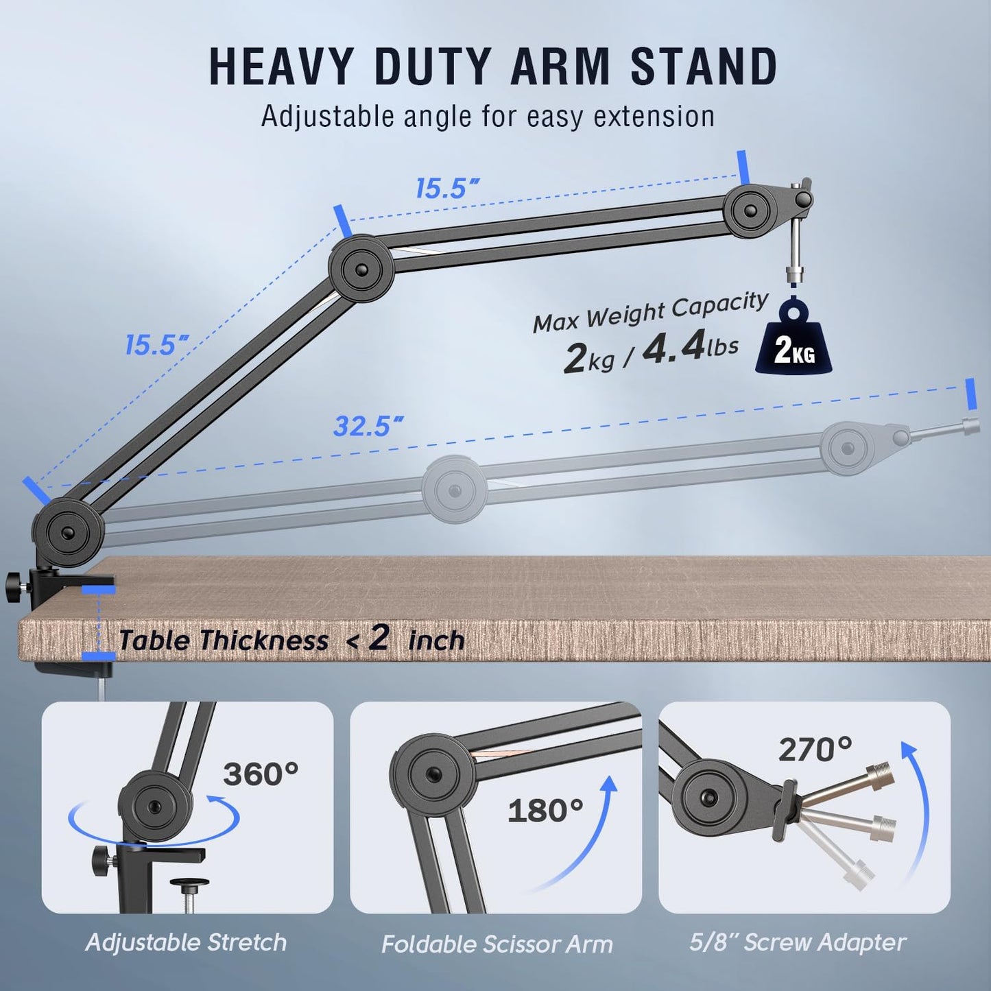 FIFINE Dynamic Podcast Microphone Set with Boom Arm Stand, Studio XLR/USB Microphone for Recording Vocal Streaming, Metal Mic with Mute Tap, Headphone Jack, Heavy Duty Boom Arm-K688T