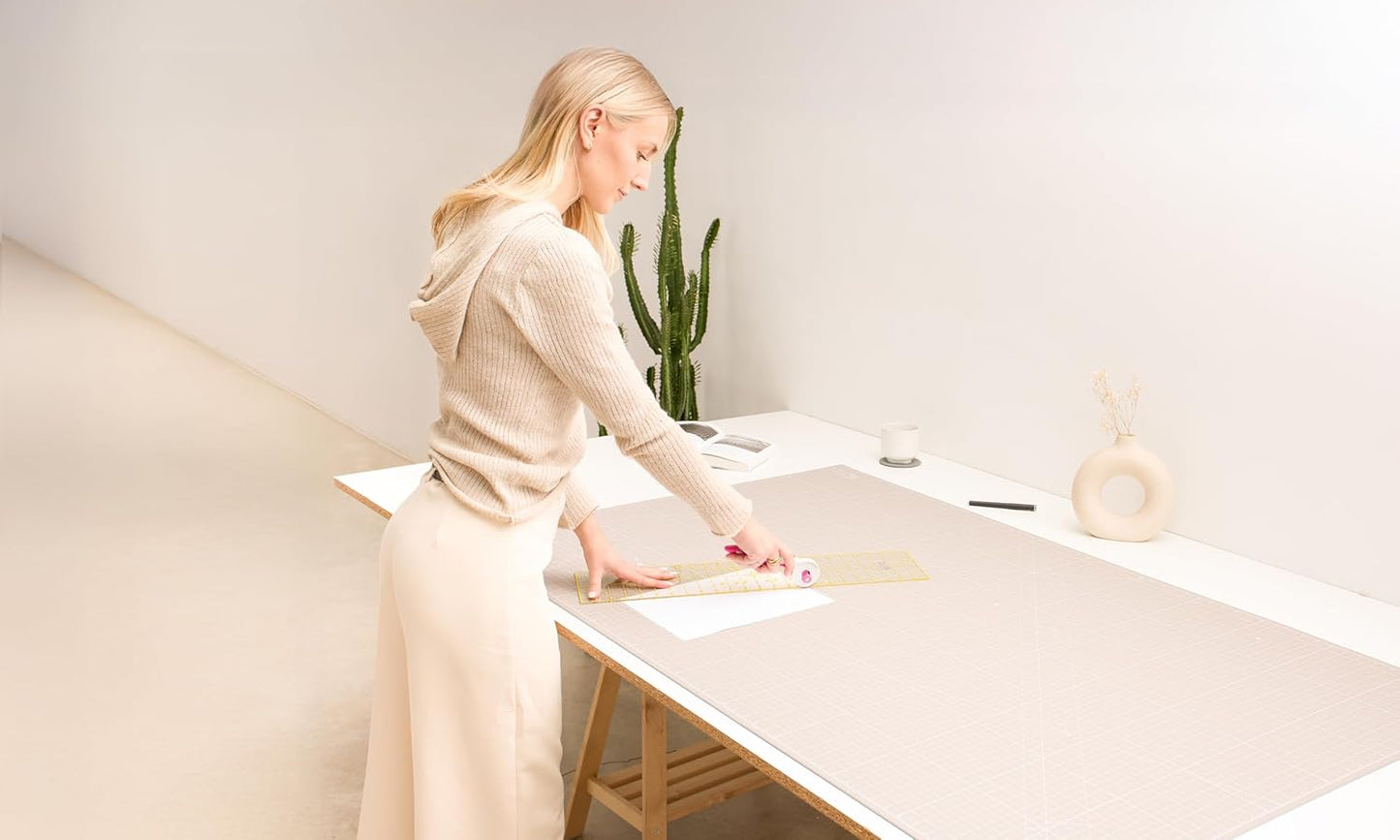 Elan Cutting Mat 36x60 Black & Taupe, Extra Large Self Healing Cutting Mat 36 x 60 Inch, 5-Ply Craft Board Black, Hobby Board for Sewing and Quilting