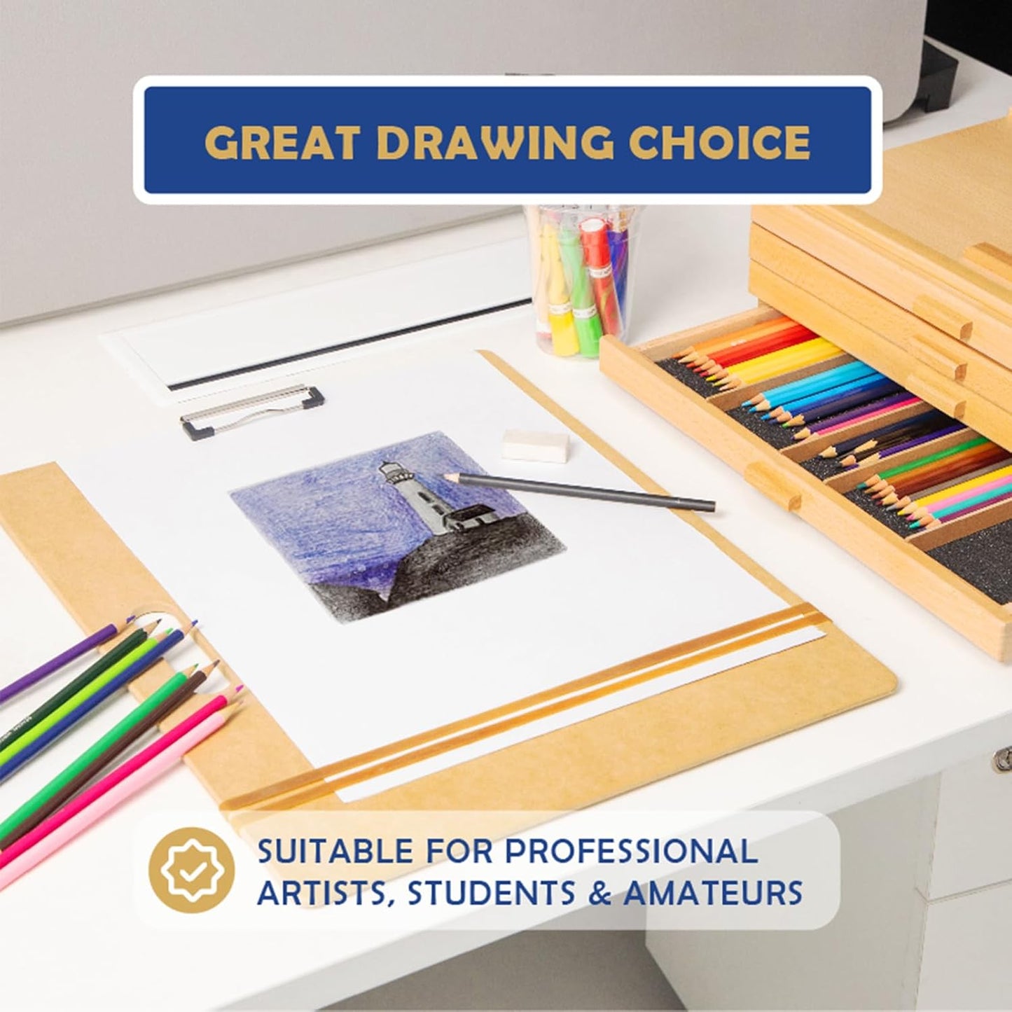 Falling in Art 13X17 & 23X26 Sketch Board Set, Drawing Tote Board for Artists with Sturdy Clip and Rubber Bands, Portable Art Clipboard for Classroom and Studio Drawing
