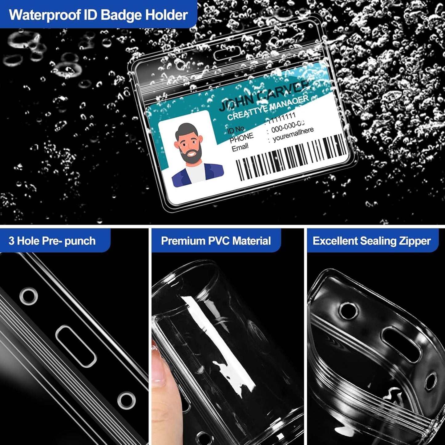 100 Pcs Clear Horizontal Badge ID Card and 100 Pcs Lanyard, Reusable Lanyards for Id Badge Holder Name Tag Badge Holder with Lanyards for Adults Kids Business School Conferences (Green)