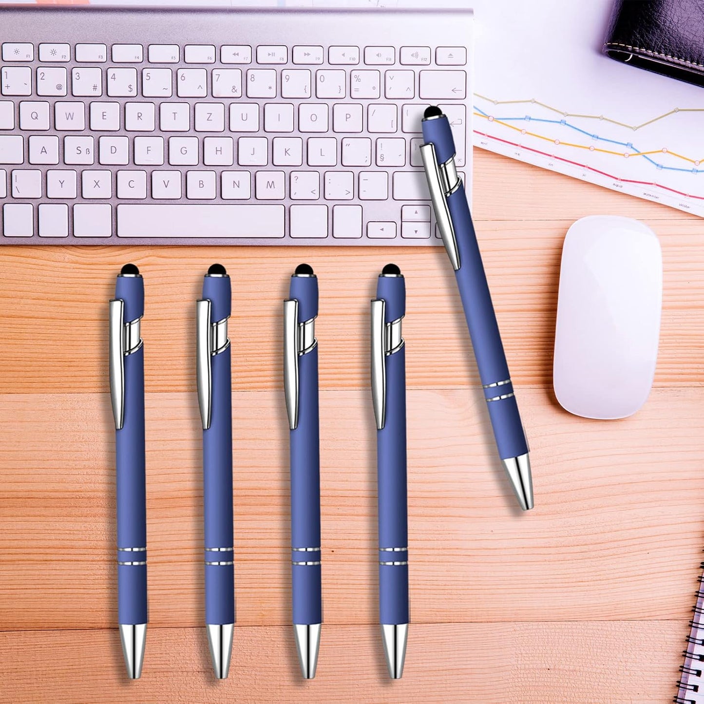 36 Pcs Blue Ink Ballpoint Pen with Stylus 2 in 1 Ballpoint Pen for Touch Screens School Office Coworkers (Blue)