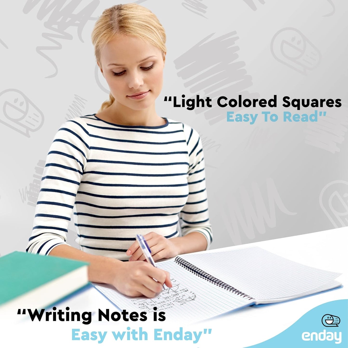 Graph Paper Notebook (8 Pack) Grid Notebook, Graph paper spiral notebook, Graph notebook, 4 Squares per inch Grid paper notebook, White Paper Quad Ruled Spiral Assorted Colors - by Enday