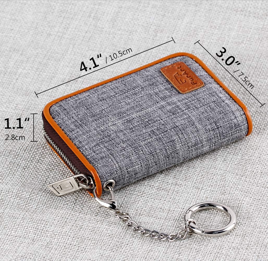 FurArt Zipper Wallet Women, RFID Blocking Credit Card Wallet, Business Card Holder, Compact Size KeyChain Wallet