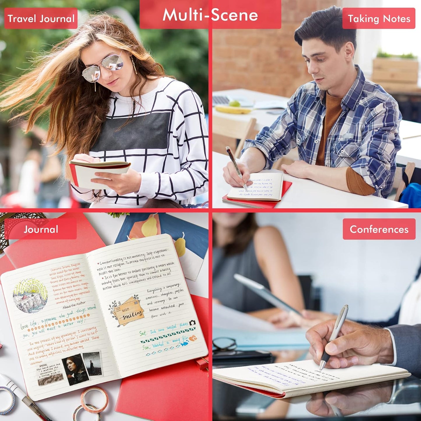 feela 36 Pack Soft Cover Journal Bulk, Lined Blank Travel Journal for Women Men Writing, Notebooks College Ruled for Work, Note Taking Notebook School Business Supplies, 8.2” x 5.5”, A5, Red