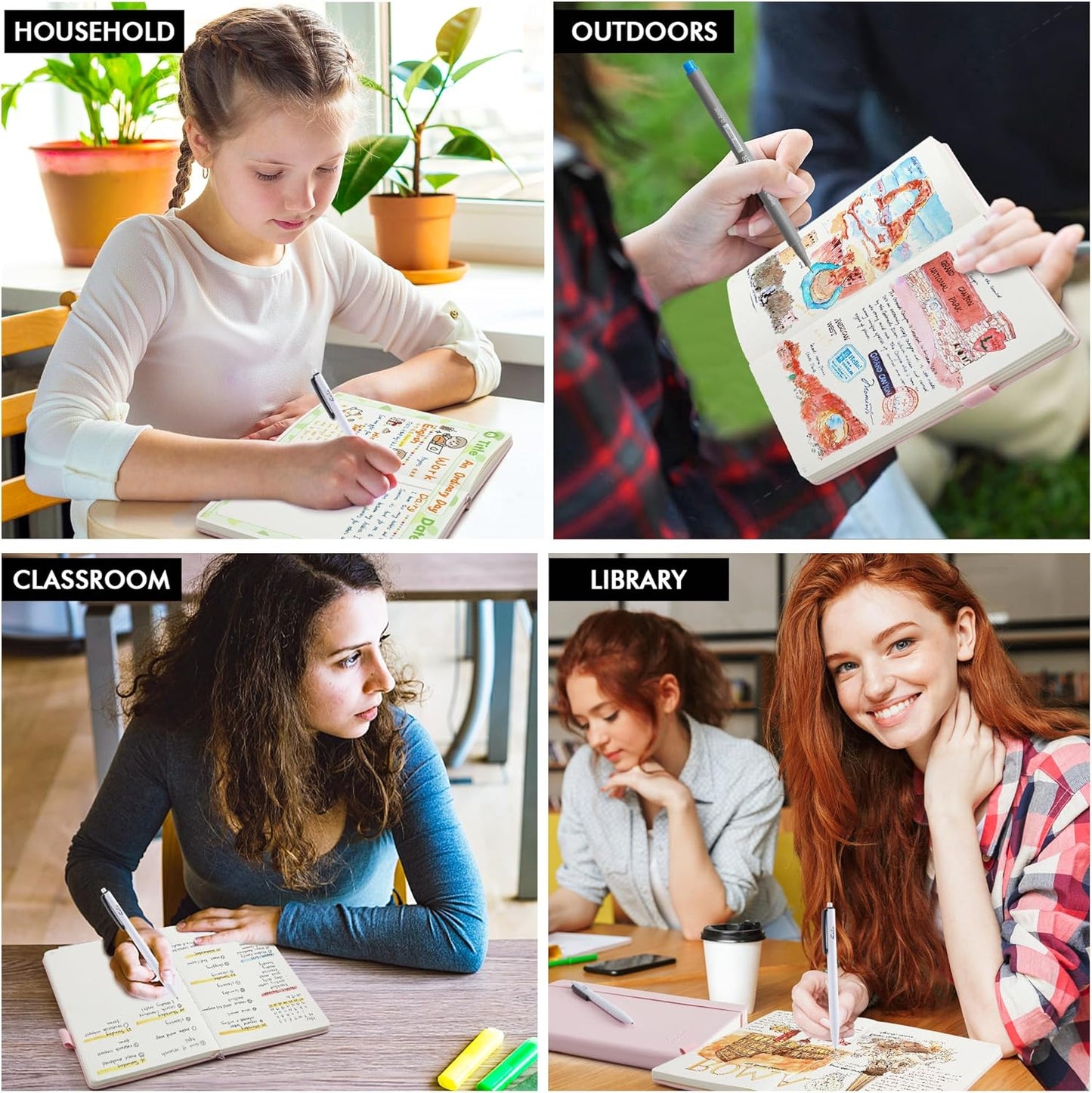 feela Dotted Journal Kit, Dot Grid Journal Hardcover Planner Notebook Set For Beginners Women Girls Note Taking with Journaling Supplies Stencils Stickers Pens Accessories, A5, 224 Pages, Brown