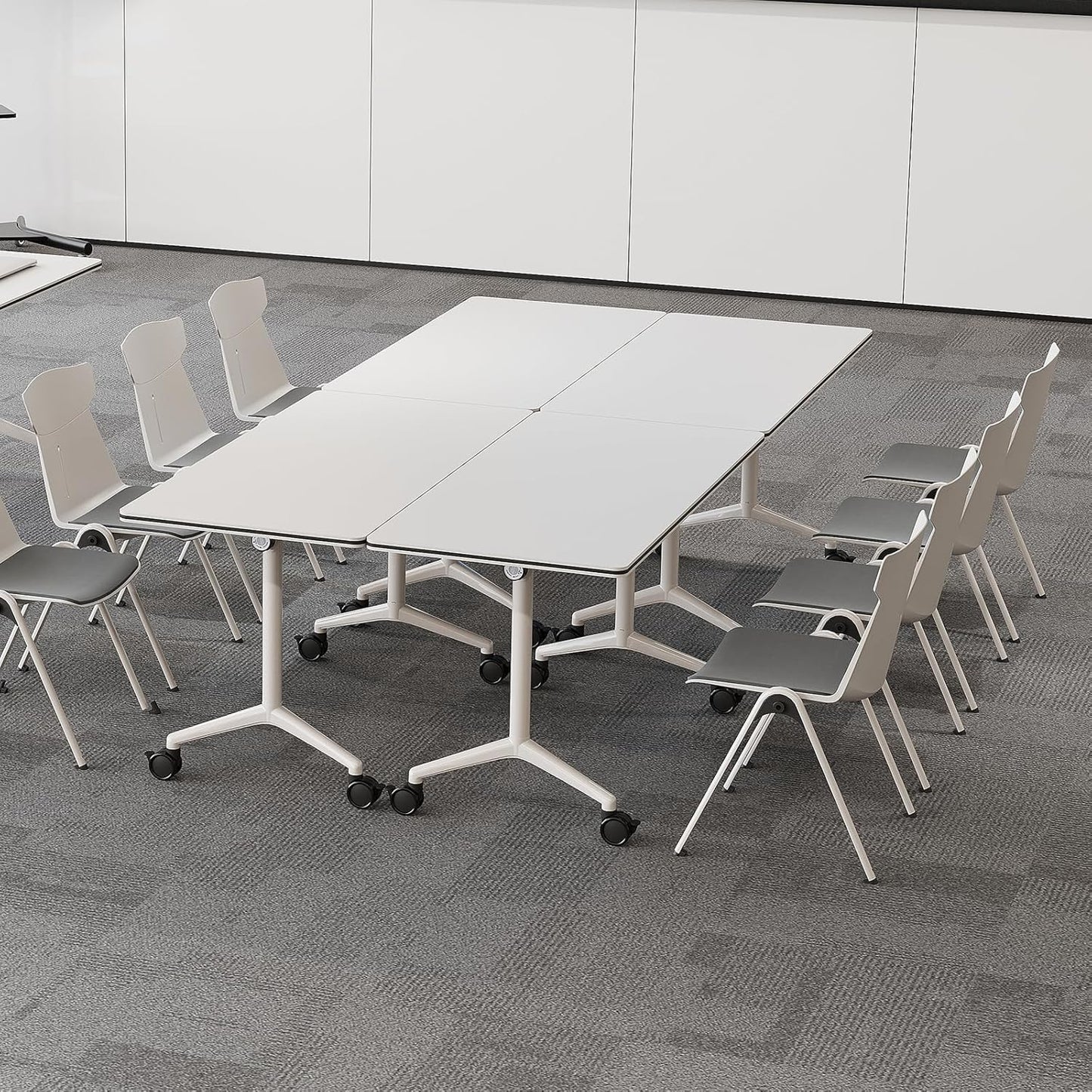 Folding Conference Room Tables 6 Pack, Foldable Modern Mobile Meeting Table Desk Training Table 6FT Large Rolling OfficeTable for Conference Training Classroom (2, 55" * 23.6" * 29.5")