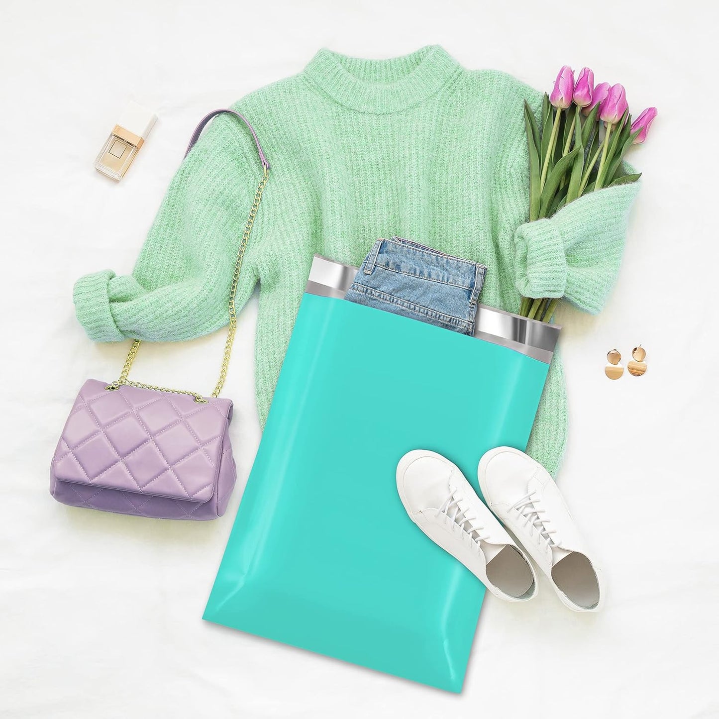 Fuxury Poly Mailers 12x15.5 Inch 200pc Teal, Shipping Envelopes for Clothing, Self Sealing Envelopes Boutique Custom Bags Enhanced Durability Multipurpose Keep Items Safe Protected