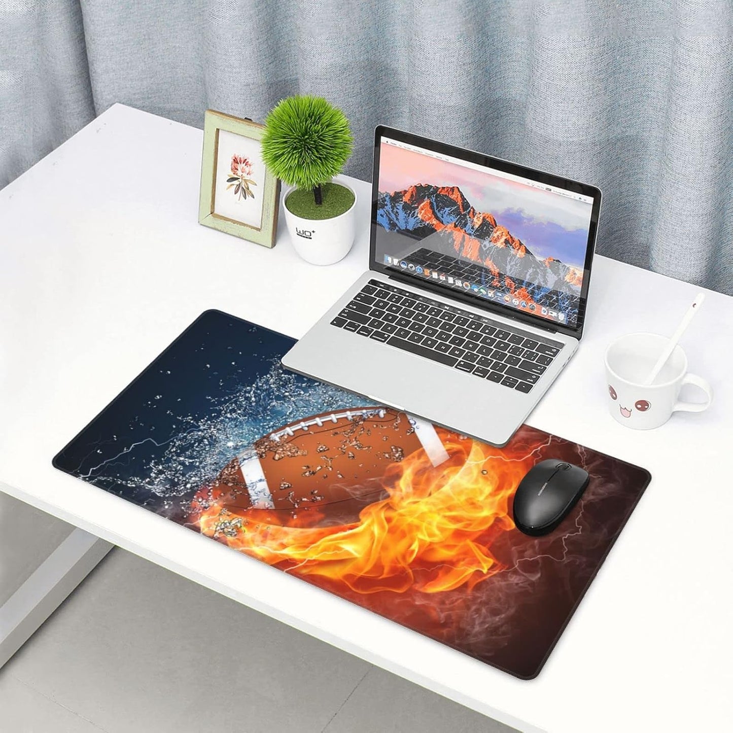 Boys Large Mouse Pad with Football Pattern, 29.5"x15.8" Sports Desk Mat Extended Gaming Mousepad with Non-Slip Rubber Base, Waterproof Computer Keyboard Laptop Desk Pad for Adult Kids Office Home Work