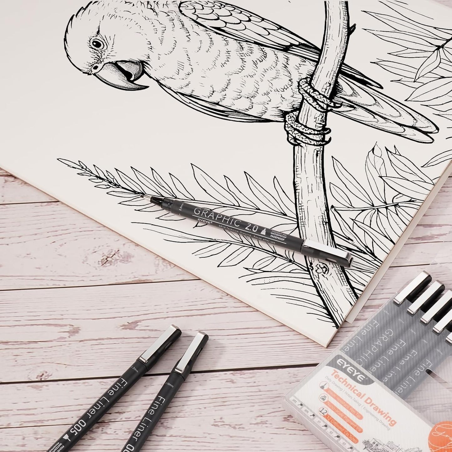 EYEYE Micro Pens, Black Drawing Art Pen,0.25/0.35/0.45/0.5/1.0/2.0mm Archival Pens Waterproof Ink Set Artist Supplies Archival Inking Markers Sketch Outline Pen