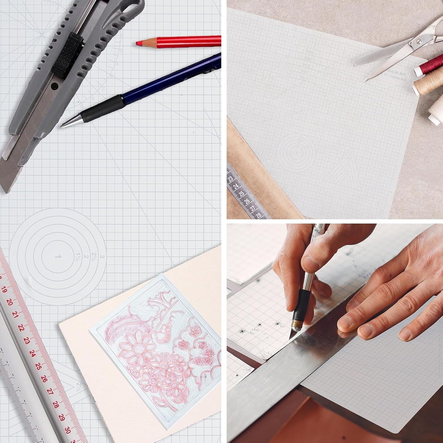 Falling in Art Self Healing Cutting Mat, 13x17" Cutting Mats for Sewing, Double-sided 5-Ply Fabric Cutting Board for Crafting, Quilting and Sewing Projects, White