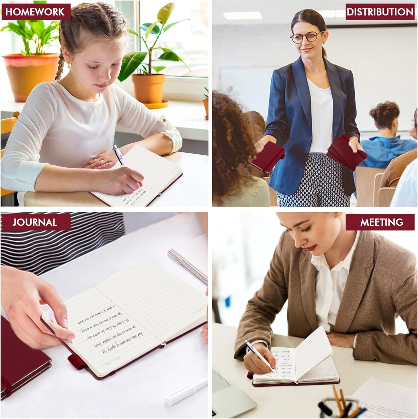 feela 15 Pack Pocket Small Notebooks Bulk, Mini Cute Notepads Hardcover College Ruled Lined Journals with Pen Holder for School Business Memos, with 15 Black Pens, 3.5”x 5.5”, A6, Wine