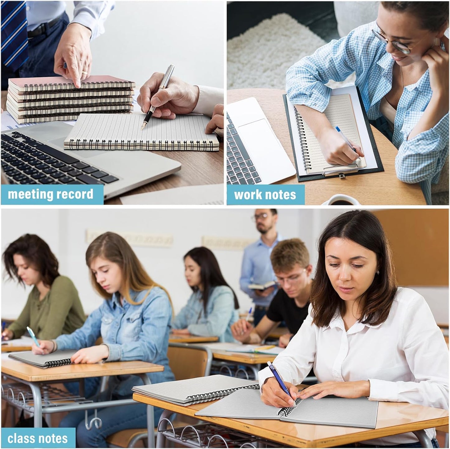 Fuutreo 12 Pcs Spiral Notebook for Work A5 8.3 x 5.7 Inch College Ruled Spiral Journal Notebook Kraft Cover Ruled Paper, 12 Color, 60 Sheets, 120 Pages for Office School(Vintage Color)