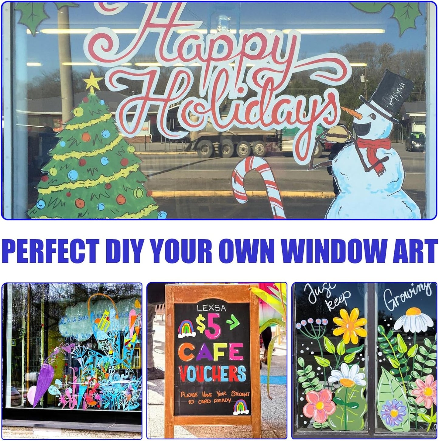 Window Chalk Markers for Cars Glass Washable, 16 Colors Jumbo Liquid Chalk Marker Pens with 10mm 3 in 1 Nib Wide Tips, Big Chalkboard Markers Car Window Paint Pens for Auto, Bistro, Mirror, Poster