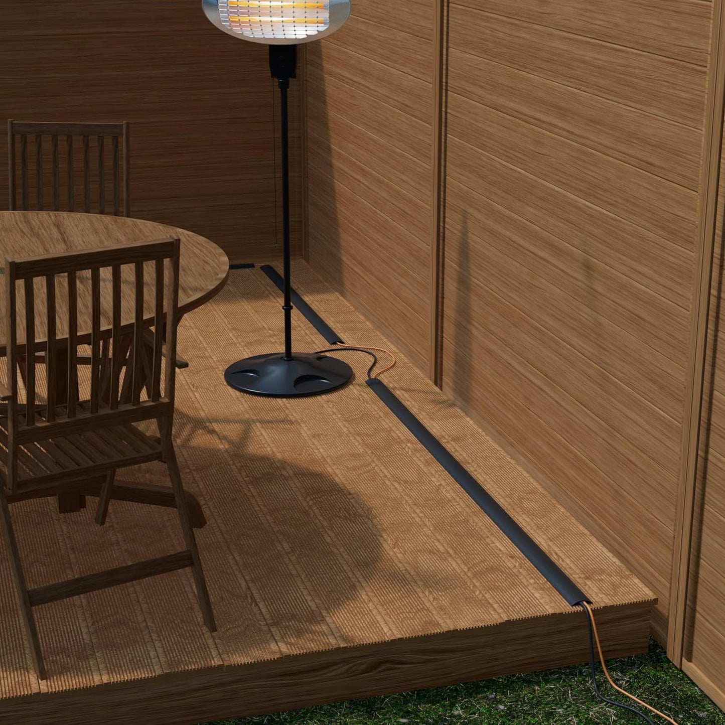 D-Line 30ft Floor Cord Cover, Floor Cable Protector, Extension Cord Cover, Protect Wires & Prevent Cable Trips, Cable Management Solution - Cord Cavity = 0.63" (W) x 0.31" (H) - Black