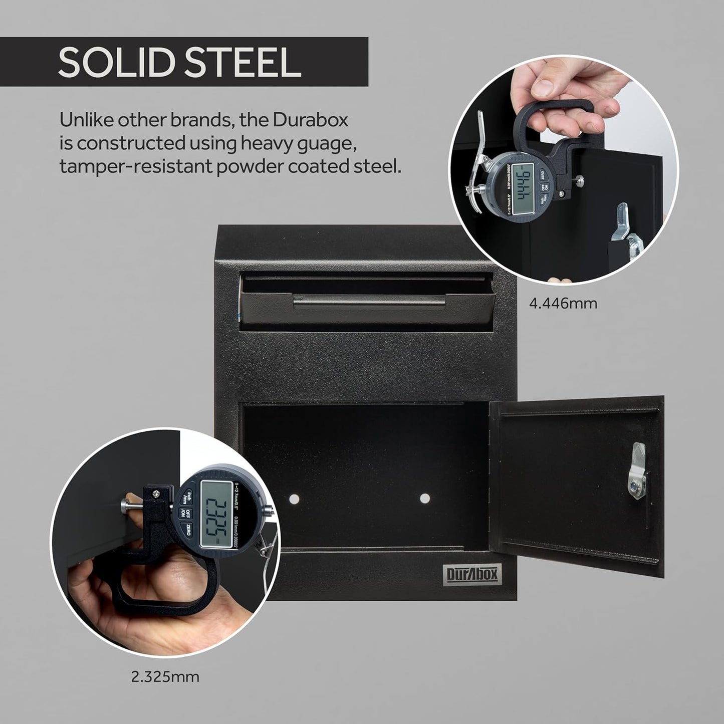 Drop Box Deposit Safe 12 x 4 x 15” Heavy Duty Steel Wall Mount Mailbox for Mail, Letters, Checks, Keys, Cash and more for Home, Office & Commercial Use (W500) (Black)