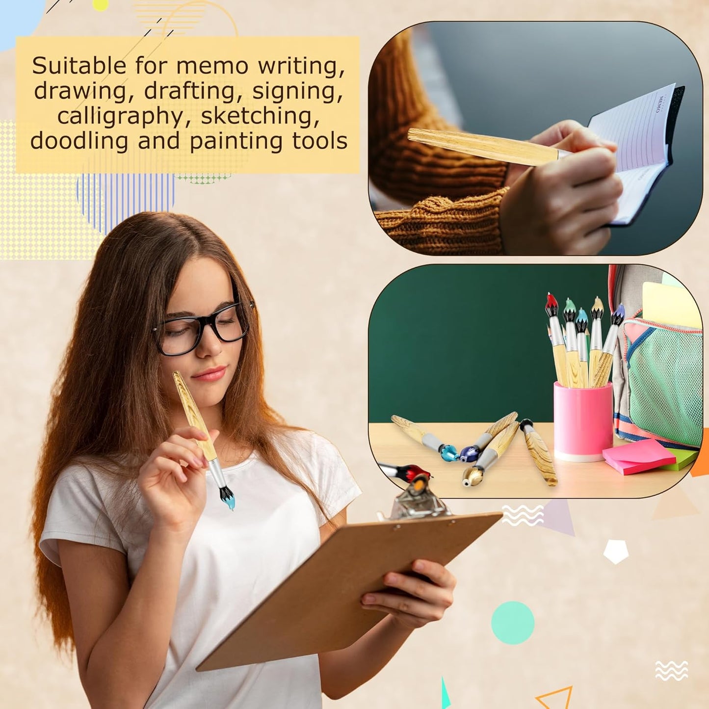 25 Pcs Paint Brush Pens Brush Shape Ballpoint Pen Novelty Paintbrush Blue Ink Pens for Artists School Office Stationery, 5 Colors