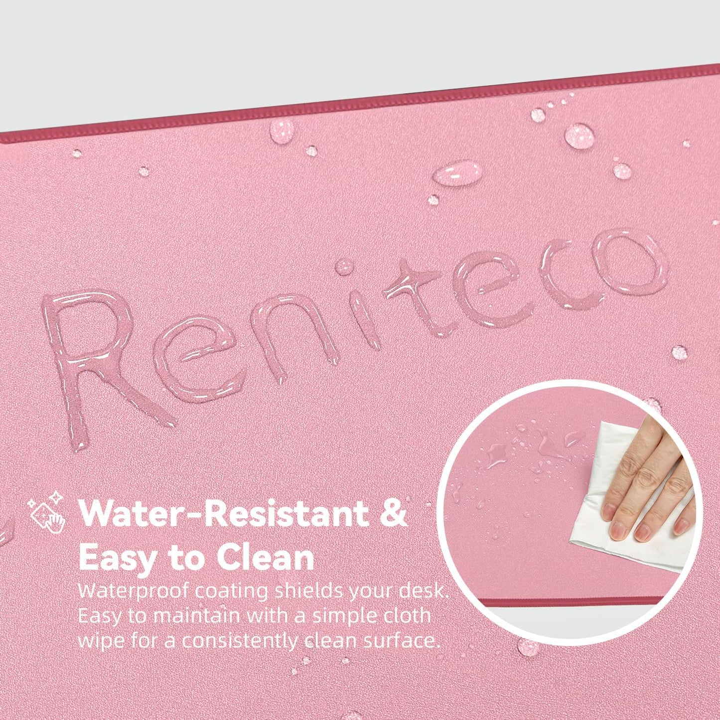 Waterproof Large Gaming Mouse Pad with Durable Stitched Edges, Non-Slip Rubber Base, Smooth Surface Mouse Mat Desk Pad for Home Office Gaming, 27.5"*11.8"*0.12", Dusty Rose