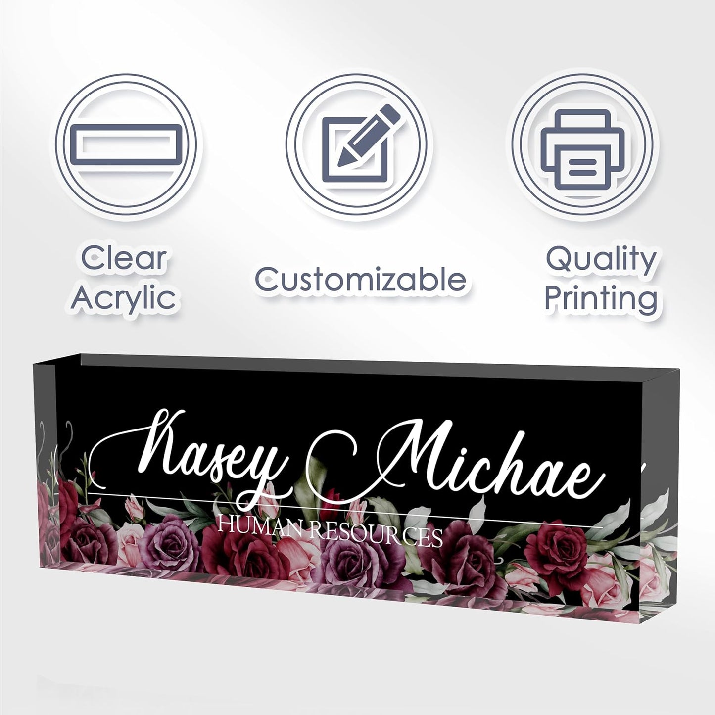 Desk Name Plate Personalized, Personalized Name Plate for Desk, Office Desk Decor The Office Gifts for Women Men, Acrylic Desk Accessories Employee Appreciation Gifts for Boss, Manager, Teacher