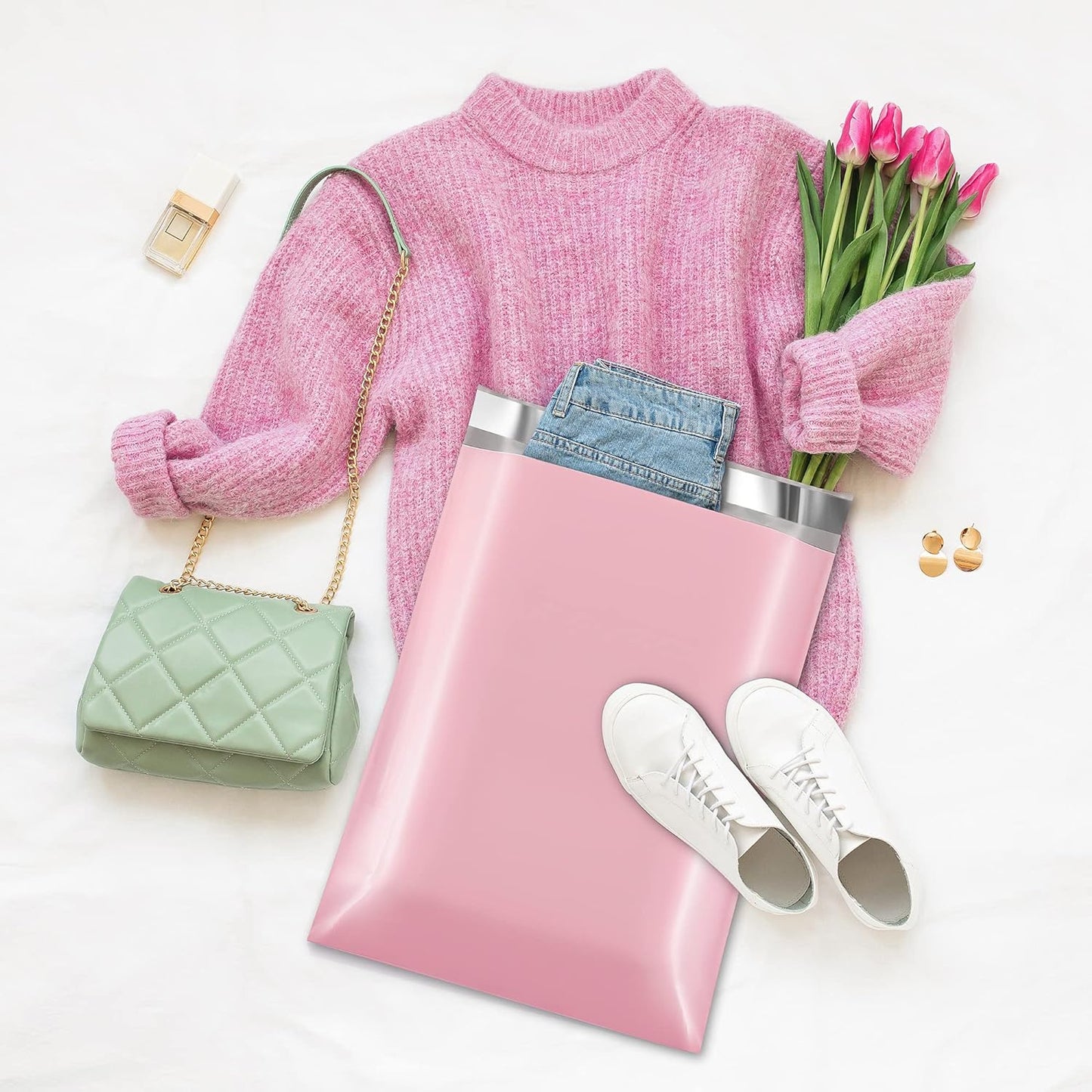 Fuxury Poly Mailers 12x15.5 Inch 1000 Pack, Bulk Shipping Bags for Clothing, Strong Adhesive Shipping Envelopes for Small Business Suppliers,Waterproof Mailers Poly Bags Mailing Envelopes Pink