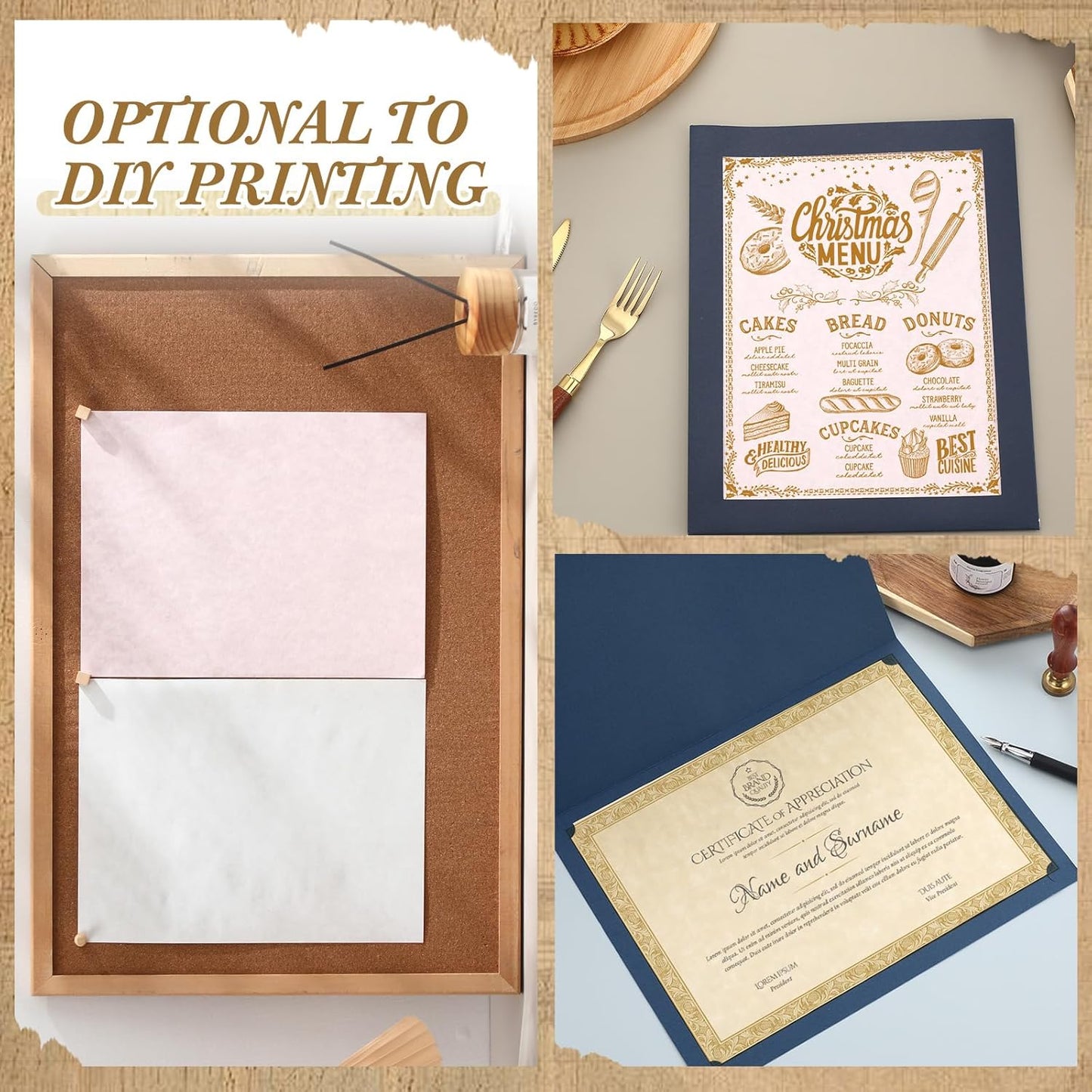 Epakh 200 Sheets Old Age Parchment Paper 8.5 x 11 Inch Standard Letter Vintage Colored Old Parchment Semblance Double Side Printing Paper (Mixed Color)