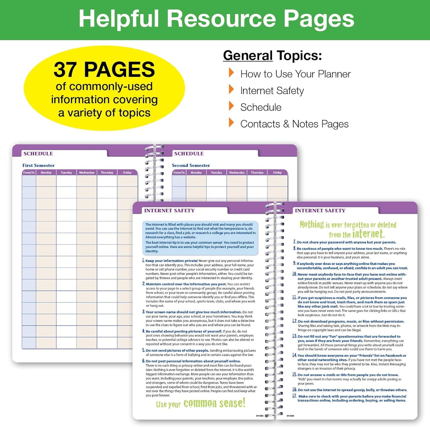 Global Datebooks Dated Middle School or High School Student Planner for Academic Year 2025-2026 Includes Ruler/Bookmark and Planning Stickers (Matrix Style - 5.5"x8.5" - Rainbow Silhouette)