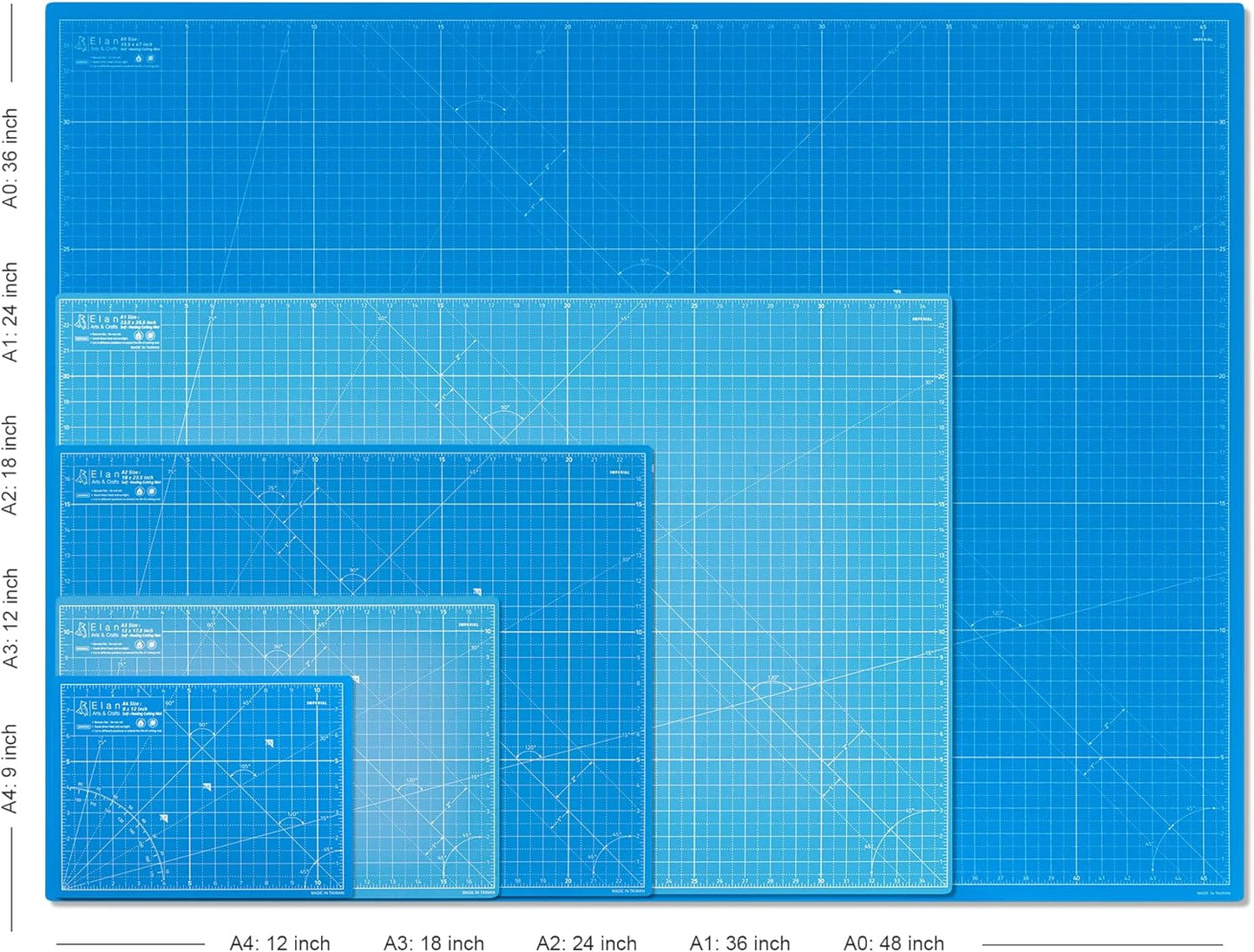 Elan Cutting Mat A4 Blue, Self Healing Cutting Mat 9x12 Inch, 5-Ply Craft Board Blue, Hobby Board for Crafts 9x12 Inch