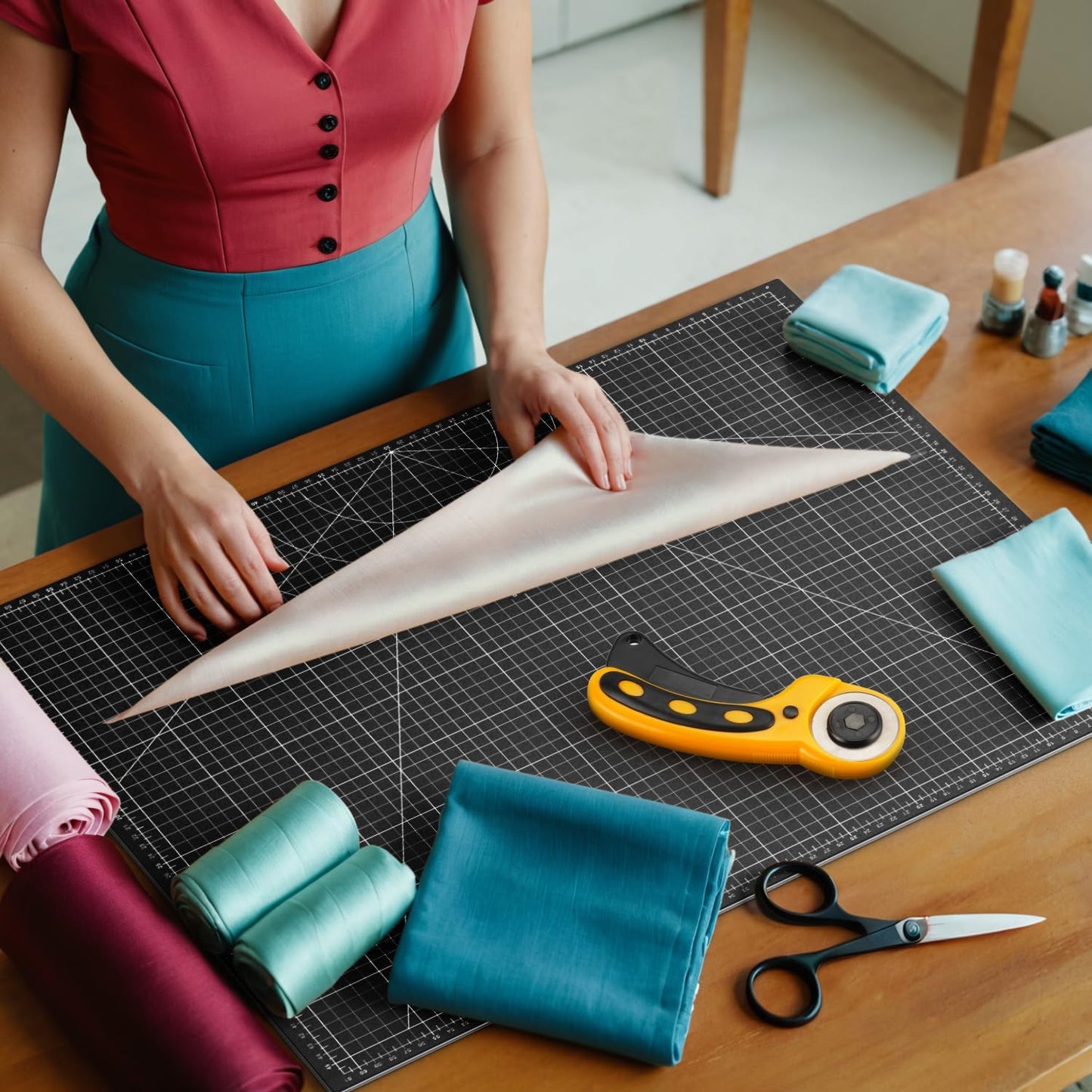 Ecraft Self Healing Cutting Mat:18" x 24" Double Sided 5-Ply Hobby Mat, A2 Rotary Cutting Sewing Mat for Crafts, Fabric,Sewing,Quilting,Scrapbooking,Projects,Grey/Black