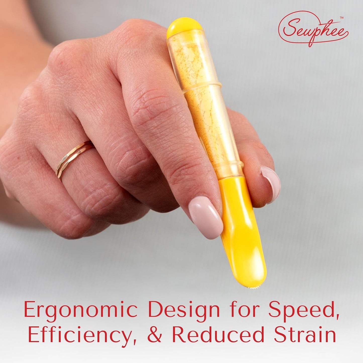 Fabric Markers for Sewing – Ergonomic Tailors Chalk Pen with Improved Dosing Wheel for Sharp Lines - Washable Sewing Chalk Marking Pens that are Compatible with Most Fabrics - White and Yellow 2 Pack