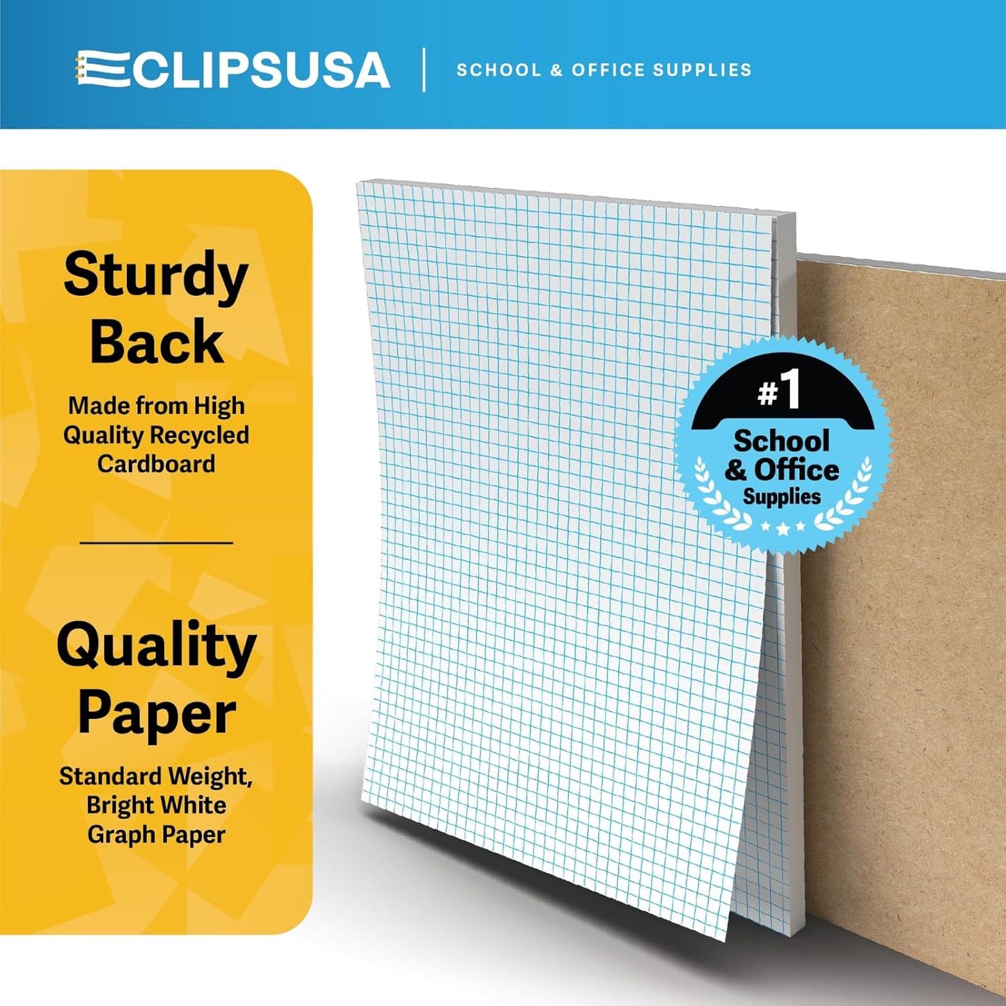 E-CLIPS USA Graph Paper Pad, Graph Paper Notebook, 4 x 4 An Inch Quad Ruled Graph Paper Pad, Graph Paper Pads 8.5 x 11, Drafting Paper, 50 Sheets Per Pad (48 Pack)