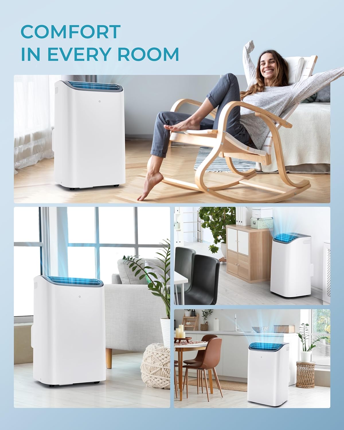 EUHOMY Portable Air Conditioners, 14000 BTU Portable AC Unit up to 700 Sq.Ft, 4-in-1 Portable Air Conditioner with Cool,mDehumidifier, Fan, Sleep Mode, 24H Timer, Remote, for Apartment, RVs, Bedroom