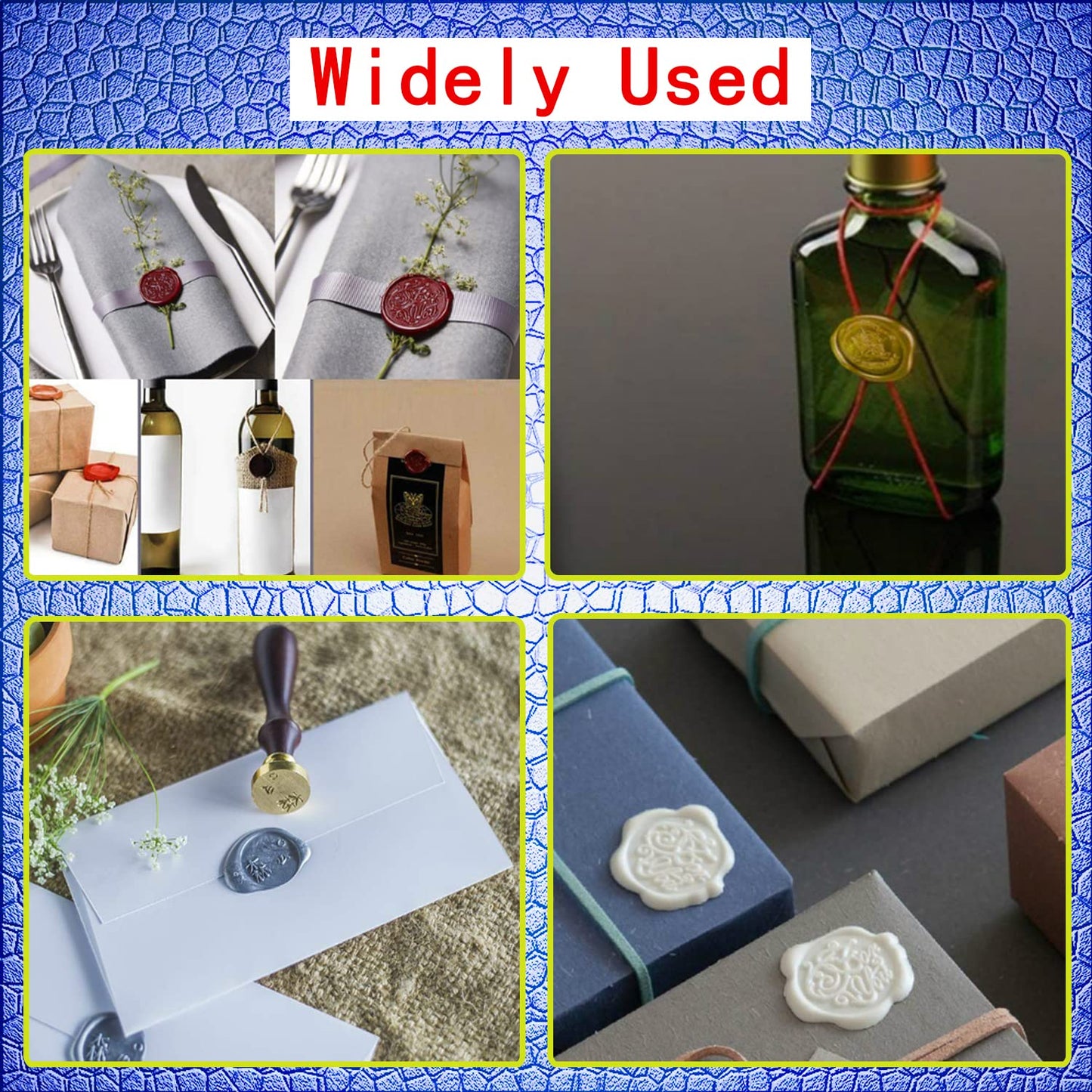 Flower Wax Stamp with Removable Brass Head Wooden Handle - Four-Leaf Clover Wax Sealing Stamp for Envelope Sealing