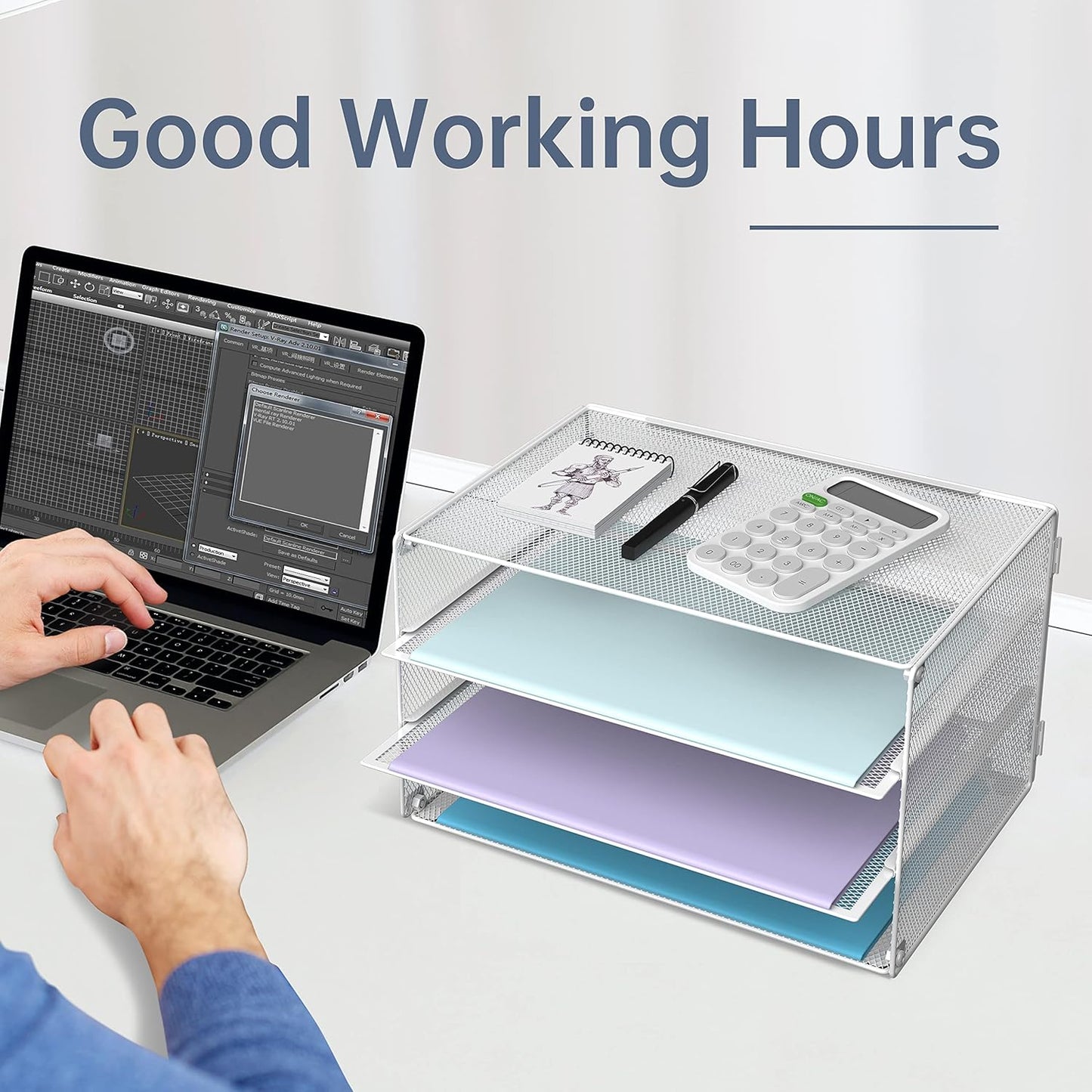 DALTACK 3 Tier Letter Tray Paper Organizer Mesh Metal Desk File Organizer for Home & Office, White