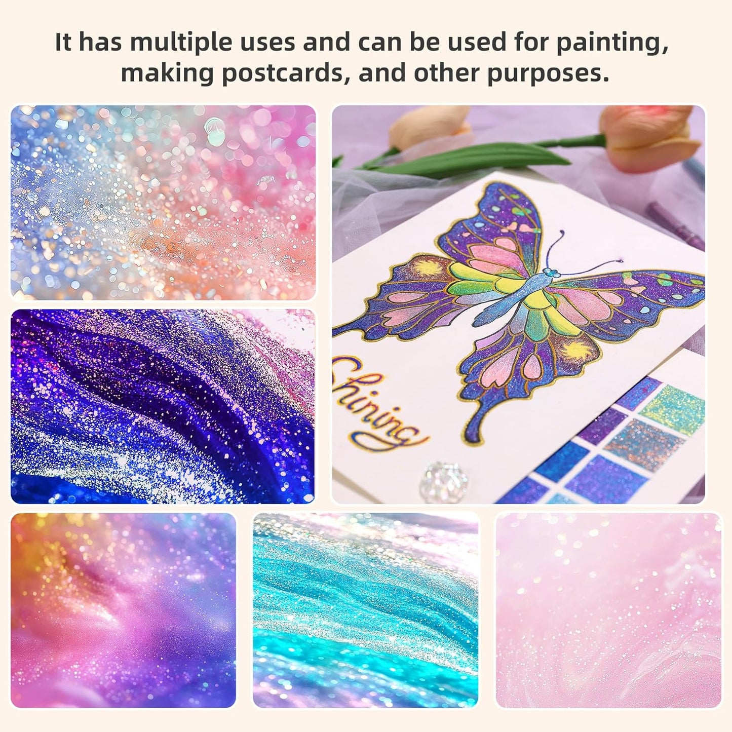 Glitter Gel Pens for Adult Coloring, 24 Colors Special Shining Multi Glitter Gel Pens Colored Set for Drawing, Doodling, Journaling & Creative Art Supplies