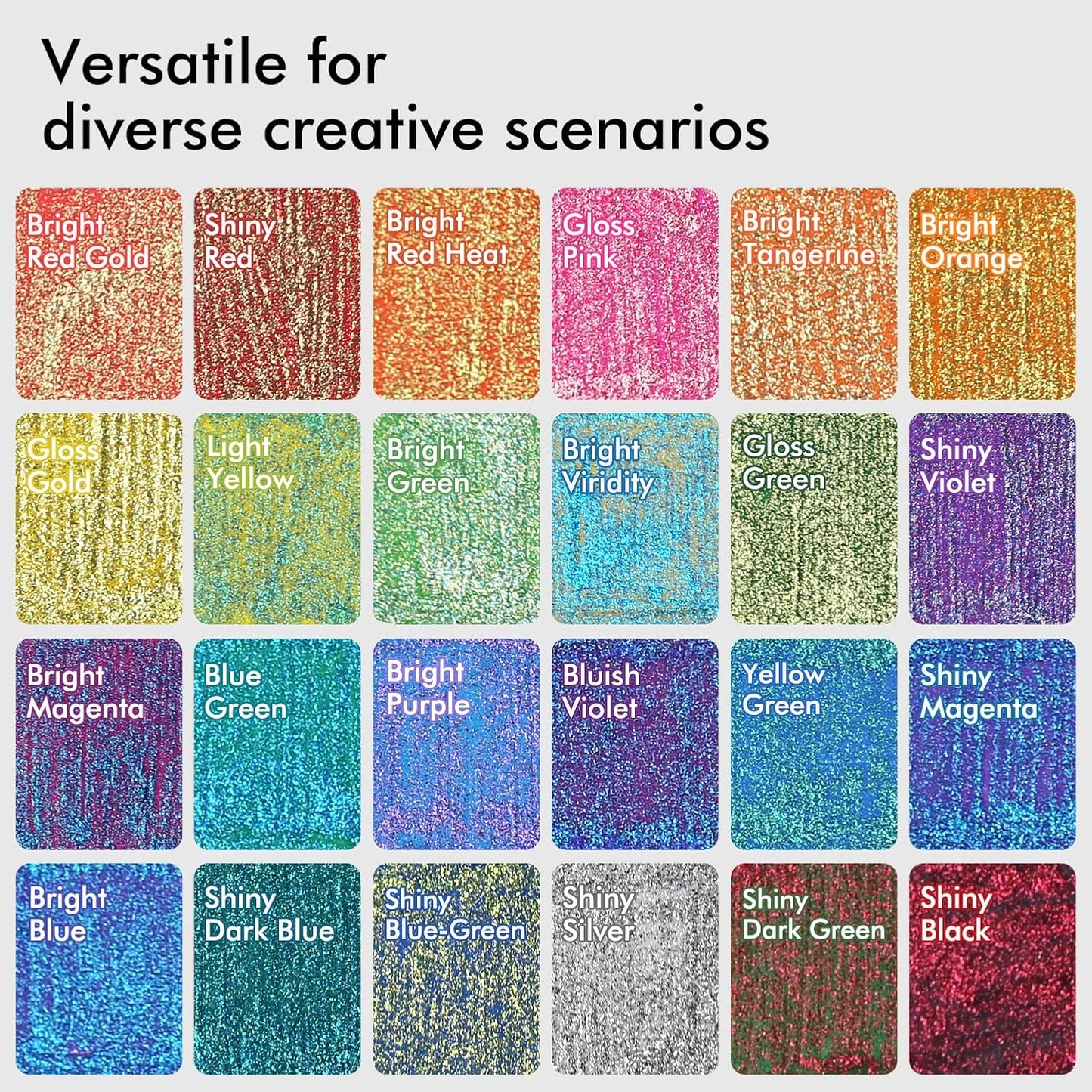 24 Colors Retractable Glitter Gel Pens, Metallic Vibrant Sparkle Gel Pens for Adult Coloring Books,Sparkle Glitter Pens for Drawing Writing Planner Journaling Doodling