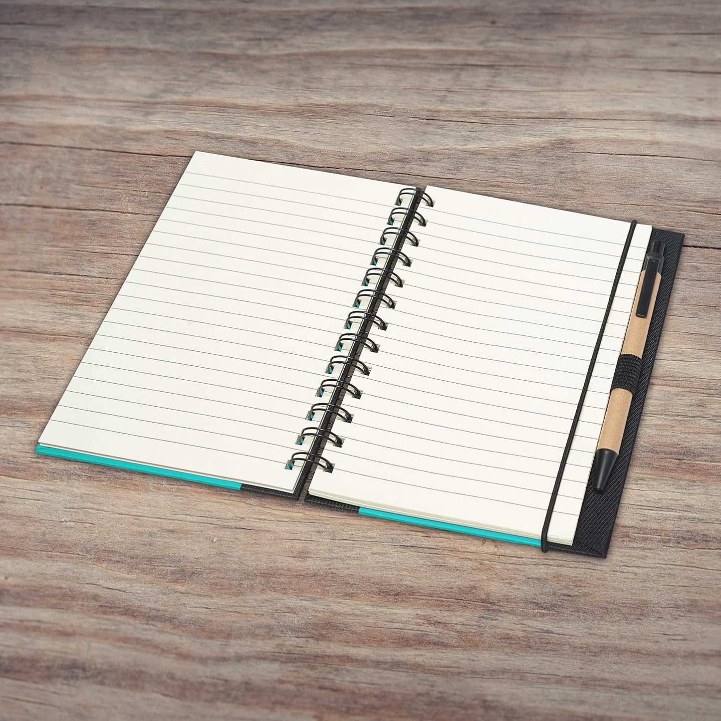 DISCOUNT PROMOS Eco Block Notebooks with Pens Set of 10, Bulk Pack - Perfect for School, Office, Business, Home - Aqua