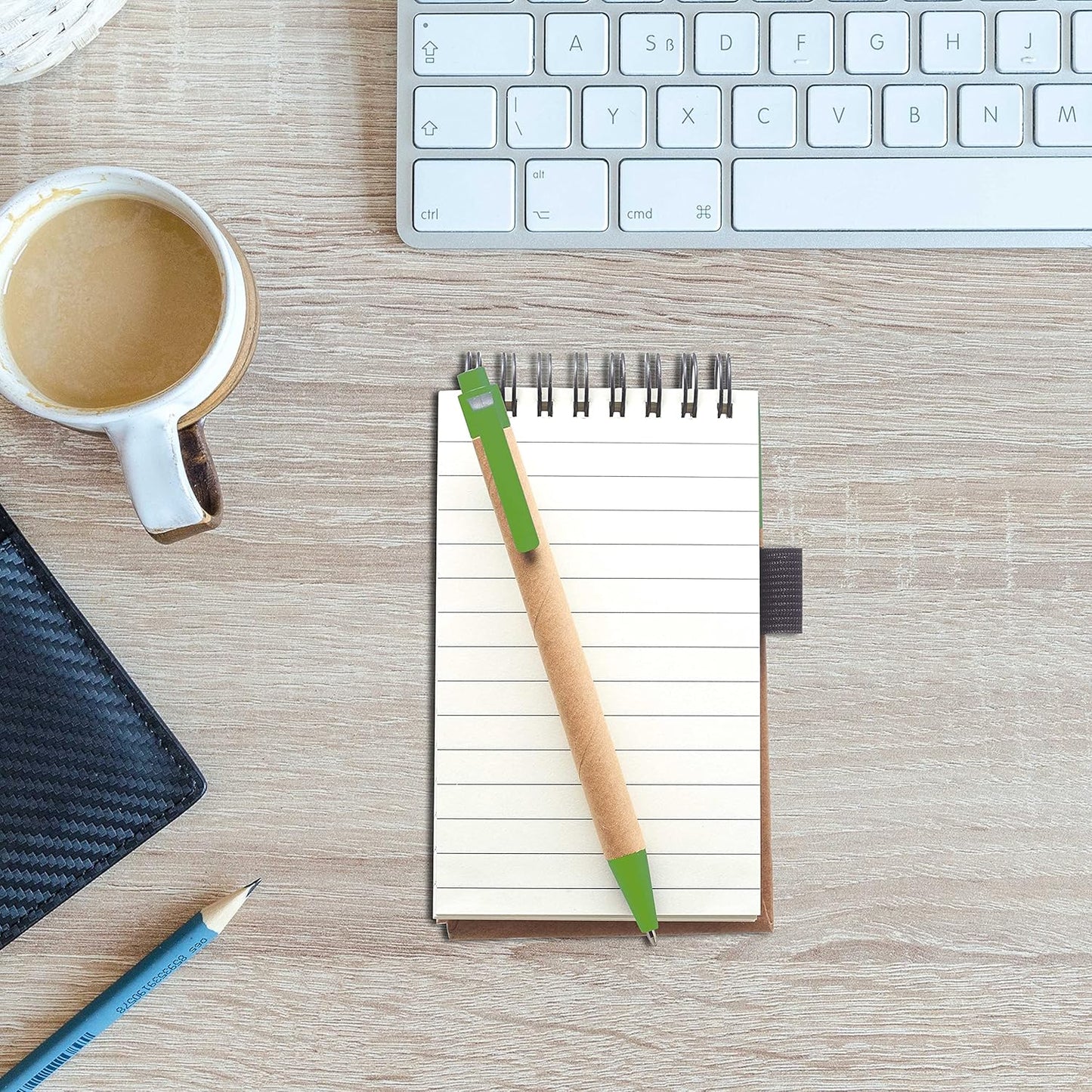 DISCOUNT PROMOS 50 Recyclable Spiral Small Notebooks Pack - Customizable Text, Logo - 60 Lined Pages - Lime Green