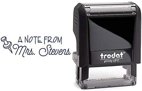 Custom Self-Inking Stamps | 49 Designs | Fun Classroom Phrases | Grading Made Easy | Book Stamps (Note from Pin, Large)