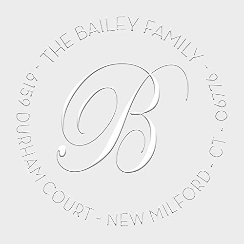 Custom Monogram Address Embosser - Personalized Round Seal with 50 Gold Seal Labels - Style EM028