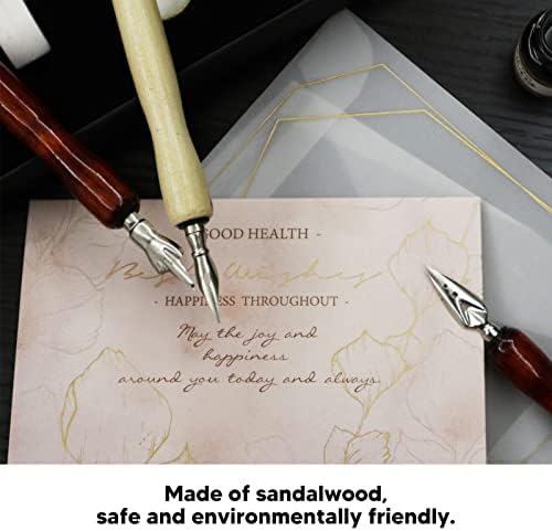 Nib Pen Holder Set, Pack of 10 Comfortable Grip Smoother Comic Dip Wooden Pen Nib Holder for Beginners Professional Art Painting English Calligraphy and Comic Creation(Mahogany)