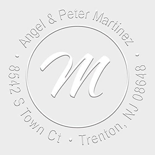 Custom Monogram Address Embosser - Personalized Round Seal with 50 Gold Seal Labels - Style EM020
