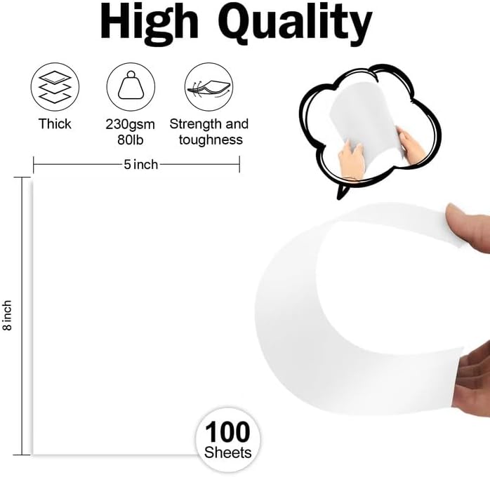 100 Pack White Blank Cardstock 5x8 Thick Paper，Goefun 80lb Flat Cards Stock Printer Paper for Invitations, Postcards, Photos, DIY Card Making