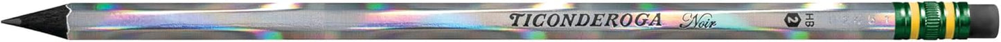 Ticonderoga Noir Black Wood-Cased #2 Pencils, Holographic Design, 12 Count