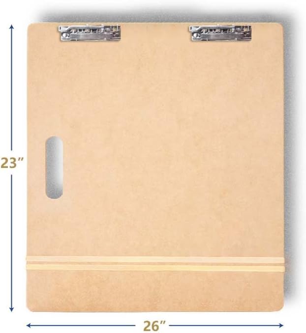 Falling in Art 23x26 Sketch Board, Drawing Tote Board for Artists with Sturdy Clip and Rubber Bands, Portable Art Clipboard for Classroom and Studio Drawing