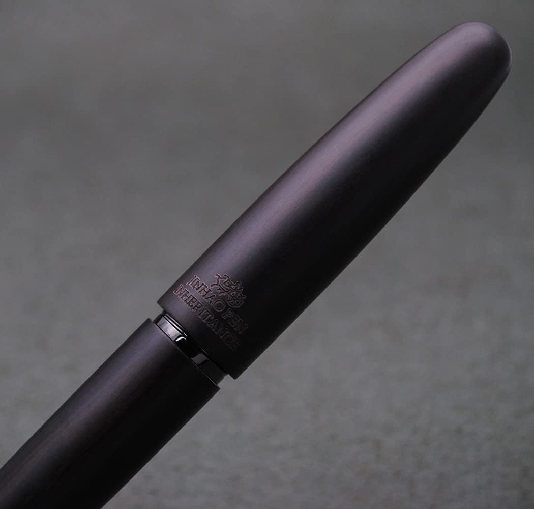 JINHAO 9056 Natural Wood Fountain Pen Handmade Ink Pen (Ebony Wood, Black clip, Medium Nib 0.7mm)